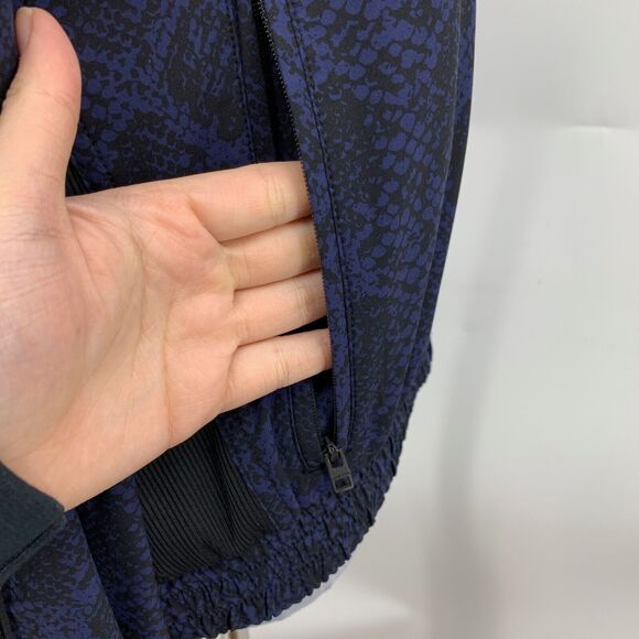 Athleta Brooklyn Track Bomber Jacket Women S Small Midnight Python Zipped Pocket - Picture 6 of 15